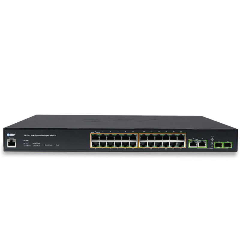24 PoE+ Gigabit Ports Managed Switch with 2 Ethernet & 2 SFP Uplink POE-SW2404G-MG