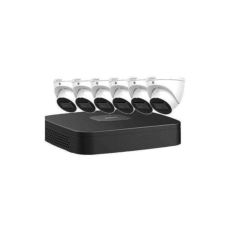 Dahua N484L82A | 8-Channel 4K NVR with 2TB HDD & Six 4MP Night Vision Turret Cameras 2.8mm Fixed