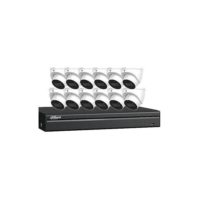 Dahua N464L124A| 16-Channel 4K NVR with 4TB HDD & Twelve 4MP Night Vision Turret Cameras 2.8mm Fixed